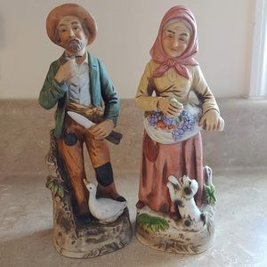 🟢Homco Porcelain Elderly Farmer and Wife Figurines